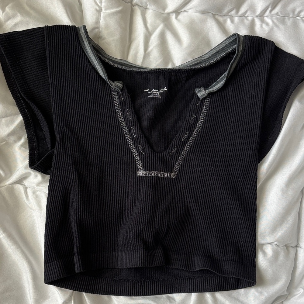 Urban Outfitters Black Ribbed Top
